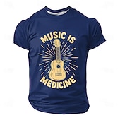 Musikfestival Herren Musik Lustig Gitarre T Shirt Kurzarm T-Shirt 3D-Druck Rundhalsausschnitt Hemd Mode Täglich Täglich Straße Blau Schwarz Rote Sommer Frühling Bekleidung S M L XL XXL XXXL