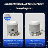 baratos luzes do projetor de galáxia estrela-Projetor de luz LED dinâmico e giratório, com rotação de 360°, recarregável via USB, com padrões dinâmicos de flocos de neve, oceanos e Natal para quarto, banheiro e corredor.