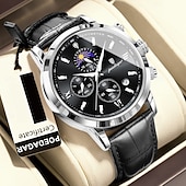 זול שעוני קוורץ-882 שעון גברים חדש, שעון כרונוגרף רב תכליתי קוורץ עם שלב ירח