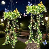 economico Luci paesaggistiche-Luci solari da giardino sospese per primavera ed estate, 66 LED realistici con fiori e rampicanti, decorazioni per esterni impermeabili IP65 per giardino, patio e recinzione, accensione automatica 8-12 ore, regalo per la mamma