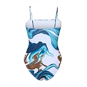 preiswerte Einteilige Badeanzüge-Damen Badeanzug Einteiler Zweiteilig Monokini Rock Bademode Bauchkontrolle Hohe Taille Schlank Rückenfrei Urlaub Strandbekleidung Blumen V Ausschnitt Ärmellos Badeanzüge