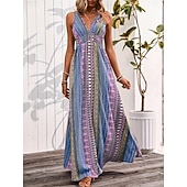 economico Vestiti-Stile Boho Retrò Vintage Boho Lunghezza lunga Vestito Senza maniche Stile Boho Scollo a V Costume Per donna Mascherata Festival Musicale Festa a tema retrò Adulti Vestito Estate