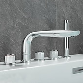 billige Badekraner-Badekarskran - Moderne Krom Frittstående Messing Ventil Bath Shower Mixer Taps