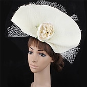 economico Fascinatori-Fascinator Carta pura Matrimonio Compleanno Vintage Carino Retrò Con Fiore Tulle Copricapo Copricapo