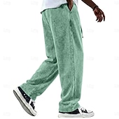economico pantaloni casual-Per uomo Pantaloni Pantaloni casual 100% cotone Pantaloni Larghi Pantaloni lavati con acido Coulisse Elastico in vita Gamba Dritta Semplice Morbido Confortevole Lunghezza intera Casuale Quotidiano