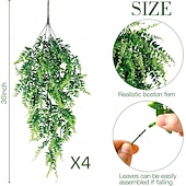 levne Umělé rostliny a zeleň-4 balení umělých závěsných rostlin, bostonské kapradiny, umělá závěsná rostlina, umělý břečťan, popínavá rostlina, zeleň, UV odolné plastové rostliny pro vnitřní i venkovní použití, pokoj, zeď,