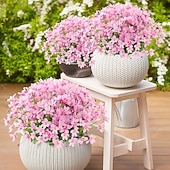 billige Kunstig blomst-6 bunter utendørs kunstige påskeliljeblomster/heldig påskelilje imiterte plastbusker falske planter til dekorasjon/hager, vinduskarmer, verandaer, gårdsplasser, borddekorasjoner