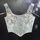 ieftine Topuri-Medieval Renascentist Cottagecore Corset Corsaj Viching Țăran Cu Șiret Costume de fancy Pentru femei Celtic Fantezie Halloween Carnaval Performanță LARP Ren Faire Adulți Corset Corsaj