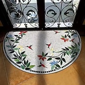 baratos Capacho-Tapete de entrada floral estilo americano, antiderrapante e resistente à sujeira, ideal para hall de entrada e corredor, fácil de limpar.