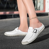economico Sandali casual-mocassini da uomo con fibbia in similpelle: scarpe slip-on morbide e leggere con suola flessibile, perfette per i viaggi, l'abbigliamento casual quotidiano e il tempo libero estivo