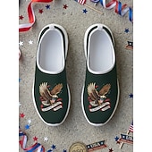  Men's Patriotic Breathable Mesh Slip-On Sneakers – Eagle and Flag Design for Parades, 4th of July, USA Anniversary and National Celebrations