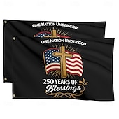  2pcs 250 Anniversary USA Flag Double Sided Outdoor Patriotic Garden Flag with Statue of Liberty, 4th of July Decorations for US 250th Celebration, USA 250 Merchandise, Commemorative 1776-2026