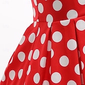 preiswerte Kleider-1950er Rockabilly Vintage-Kleid Kleid Swing-Kleid Kurze Ärmel Tupfen A-Linie Kostüm Mädchen Karneval Maskerade Alltagskleidung Junggesellinnenabschiedsparty Kinder Kleid Frühling &amp; Sommer