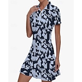 billiga Kvinnors klänning-Dam Grafisk Leopard Geometrisk Tennisklänning med shorts Sportklänning Golfpikéklänning Kortärmad Fjärdedels blixtlås Asymmetrisk Elastisk Svettavvisande Andningsfunktion Tennis Golf Badminton