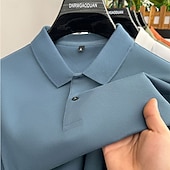cheap Men's Classic Polo-Men's Polo Polo Shirts Casual Vacation Lapel Short Sleeve Fashion Modern Plain Buttons Plain Summer Spring Regular Fit Lake blue Black White Yellow Pink Red Polo