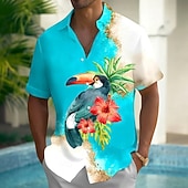 voordelige Tropische planten-Voor heren Tropische bloemen Kleurblokkering Toekans Hawaiiaans overhemd Overhemd met knopen Aloha-shirt Korte mouw Hawaii Strandvakantie Zomer Lente Strijkijzer 3D-afdrukken shirts met kraag Voorste