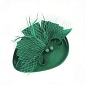 economico Fascinatori-Fascinator Lino Matrimonio Compleanno Vintage Carino Retrò Con Piuma Copricapo Copricapo