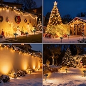 abordables Éclairages pour allées-Lot de 4 projecteurs solaires d'extérieur, étanches IP65, 7 LED, détecteur crépusculaire, projecteurs décoratifs pour jardin, terrasse, cour, pelouse, allée, éclairage paysager