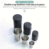 abordables Utensilios de cocina y gadgets-Juego de 5 vasos de acero inoxidable, vasos de vino portátiles con estuche de cuero, diseño en forma de bala, ideales para acampar, bares y restaurantes, duraderos y apilables, disponibles en