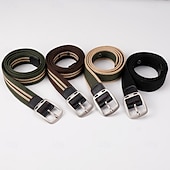 preiswerte Herren-Gürtel-Herren Gürtel Verstellbar Chrom Segeltuch Streetwear Zeitgenössisch Freizeit Farbblock Schwarz Braun Täglich Outdoor Taillengürtel