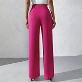 ieftine pantaloni rochii de dama-Pentru femei Pantaloni Costume Pantaloni de vară Vacanță Modă Casul Zilnic Lungime totală Talie Înaltă Culoare solidă Simplu Fermoar Buzunar Picior Larg Confort Ușor Απαλό Micro-elastic Haine de