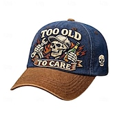 billiga Baseballkeps herr-Herr Basebollkeps Blå Brun Bomull Broderad Streetwear Ledigt Dagligen Utomhus Semester Dödskalle Citat och ordspråk Solskydd Solskyddskräm Mateial som andas