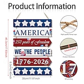  1 sada dřevěných cedulí s orlem k 250. výročí amerického Dne nezávislosti, vintage kulatý závěs na dveře, vlastenecká bytová dekorace s motivem USA, ideální pro 4. července, Den památky nezávislosti a