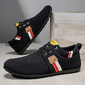 cheap Casual Lace-Up Shoes-Men's Black Faux Leather Sneakers – Fashionable and Comfortable for Casual Outings, Work and Travel