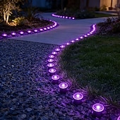 cheap Solar String Lights-Solar-Powered Led Path Garden Lights  Purple Fairy Lights 30LED IP44 Waterproof  And Durable Recessed Outdoor Garden Lights Suitable For Decorative Lighting Of Walkways Lawns, Camping Parties