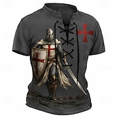  تي شيرت رجال الحروب الصليبية فرسان الهيكل درع الله طباعة كاملة كل مكان قصير الأكمام طباعة ثلاثية الأبعاد طويق قميص أزياء دينية أثلوزيير رياضة يومية في الشارع أسود أخضر صيف ربيع ملابس