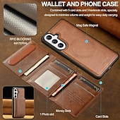 abordables 2026 Samsung Galaxy S26 Serie-teléfono Funda Para Samsung galaxia S26 S26 Plus S26 Ultra Tarjetas billetera Magnética Soporte de carga inalámbrica Ranura para tarjetas Retro Cuero de PU
