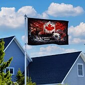 preiswerte Gartenfahnen, Banner-Canada 2026 Flag - Showcasing Majestic Moose, Iconic Maple Leaf, Soccer Ball &amp; Cityscape, Striking Artwork, Quality Fabric
