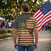  Blouse / Shirt Geometic Independence Day Retro Vintage 1970s Short Sleeves for Men's Adults'  for 4th of July Party Independence Day