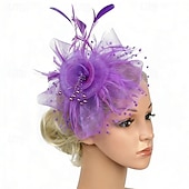 cheap Fascinators-Fascinators Net Wedding Birthday Vintage Cute With Feather Tulle Headpiece Headwear