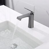 economico Rubinetti per lavandino bagno-Rubinetto per lavabo da bagno - classico rubinetto da bagno monocomando a foro singolo galvanizzato color grigio gomma