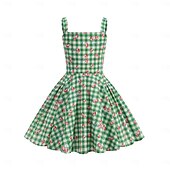 tanie Sukienki-Lata 50. Retro / vintage Do kolan Sukienka Rockabilly Rozkloszowana sukienka Bez rękawów Strój na bal maskowy Dla dziewczynek Halloween Karnawał Bal maskowy Studniówka Wieczorna impreza Przyjęcie