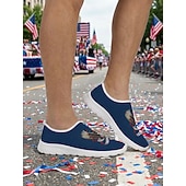  Men's Patriotic Breathable Mesh Slip-On Sneakers – Eagle and Flag Design for Parades, 4th of July, USA Anniversary and National Celebrations