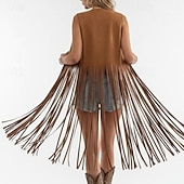 tanie Najfatalniejszy-Retro / vintage Boho 1970 Zamszowa kamizelka Bez rękawów Hipisowskie Grzywka Strój na bal maskowy Damskie Duma Karnawał Festiwal Muzyczny Coachella Dla dorosłych Kamizelka