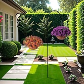 billige Kunstig blomst-kunstige utendørsblomster med hengende kurv, hengende plantersblomster til vårsommer veranda hage uteplass hjemmedekor