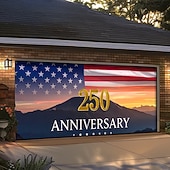 abordables 250º Aniversario-4 de julio de 2026 250° Día de los Caídos Tapiz Cubierta de Puerta de Garaje Gran Fondo Colgante Bandera Americana Vintage 3D Fiesta Patriótica Al Aire Libre Fondos de Tiro Decoración de Hogar