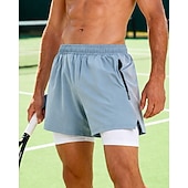 billiga Shorts för män-Herr Solid färg Sportshorts Tennisshorts Ficka Med kompressionsfoder Snabb tork Stretch Fuktabsorberande Andningsfunktion Tennis Golfskor Pickleball Shorts Mörkgrå Svart Ljusblå Tenniskläder