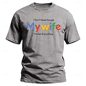  Men's I Don't Need Search My Wife Knows Everything Funny Slogan Acid Wash Vintage Humorous T Shirt Graphic Standard Fit Husband Gift Daily Wear Designer Clothing Apparel S M L XL XXL XXXL