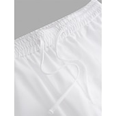 economico retrò-Per uomo Pantaloni di Lino Pantaloni Estivi Coulisse Elastico in vita Bottone laterale Semplice Confortevole Traspirante Lunghezza intera Casuale Quotidiano All'aperto Vacanza Classico Nero Bianco