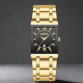 Χαμηλού Κόστους Ρολόγια Quartz-Ρολόι ανδρικό, λουράκι από ανοξείδωτο ατσάλι, λατινικοί αριθμοί, μεγάλο καντράν υψηλής ευκρίνειας, οθόνη ημερολογίου, πολυλειτουργικό, πολυτελές ανδρικό ρολόι, τέλειο δώρο για γενέθλια φίλων,