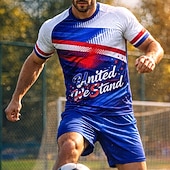  Unisex Fußballtrikot Geometrisch USA Pullover-Oberteile Sport-T-Shirt Sommer Farbblock Kurzarm UPF 50 Schnelltrocknend Feuchtigkeitsableitend Atmungsaktiv Turnier Fußball Leger Laufen Joggen Training