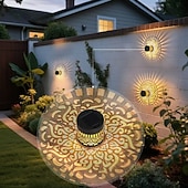 ieftine Aplice de Exterior-1 pachet felinar solar suspendat pentru exterior, felinare decorative metalice de grădină, lumină LED alb cald, impermeabilă, iluminat peisagistic pentru masă, alee, petrecere, curte