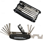abordables Outillage à main-Kit d'outils de réparation portable 16 en 1 pour vélos, motos et motos : clé hexagonale, tournevis pour pneus et outils de réparation pour écrous et pneus.