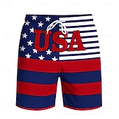 ieftine Patriotice 250 Șorturi-Bărbați 4 iulie - 250 de ani de existență a Statelor Unite Steagul SUA Patriotic Boxeri înot Pantaloni Scurți de Înot Pantaloni Scurti Talie medie Casual Concediu Buzunare laterale Căptușeală din