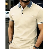 economico Polo classica da uomo-Per uomo Polo Maglia da golf Casuale Streetwear Bavero Manica Corta Essenziale Moderno Blocco di colori Tasca Bottoni Estate Primavera Vestibilità regolare Nero Bianco Giallo Borgogna Blu marino