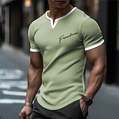 Недорогие 3D футболки-Муж. Графика Пэчворк Буквы Вафельная футболка С короткими рукавами Футболка 3D печать V-образный вырез Рубашка Оригинальный рисунок Ретро На каждый день